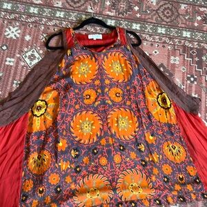 Label Ritu Kumar EUC silk flowy mini shift dress gorgeous pattern